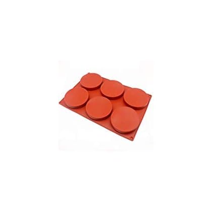 6-Cavity Large Cake Molds Silicone Round Disc Resin Coaster Mold Non-Stick Baking Molds, Mousse Cake Pan, French Dessert, Candy, Soap (Red)