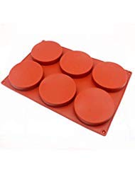 6-Cavity Large Cake Molds Silicone Round Disc Resin Coaster Mold Non-Stick Baking Molds, Mousse Cake Pan, French Dessert, Candy, Soap (Red)