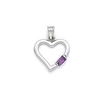 925 Sterling Silver Amethyst Love Heart Pendant Necklace Jewelry for Women