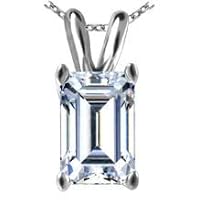 1-3 Carat Laser Inscribed IGI Certified Emerald Cut Lab Grown Diamond Solitaire Pendant (G-H Color, VS2-SI1 Clarity) + 16