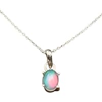 925 Sterling Silver Oval Ethiopian Welo Opal Pendant Necklace Gift Jewelry