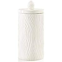 American Atelier Tis The Season Canister Ceramic Jar w/Airtight Lid for Cookies, Candy, Coffee, Flour, Sugar, Rice, Pasta, Cereal & More, Large, White