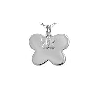 Silver Diamond Double Butterfly Pendants Girls Necklace (14 to 16 in)