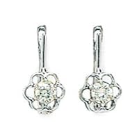 925 Sterling Silver Plated April Clear 3mm CZ Flower Leverback Earrings Measures 12x6mm Jewelry for Women