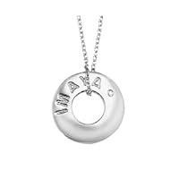 925 Sterling Silver H-I Color Quality Prong Setting 1 Round Diamond 0.01 Ctw Circle Chain Pendant for Womens and Girls