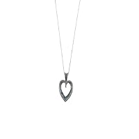 1.69 Ct Round Bagutte Cut Natural White Blue Diamond Love Heart Modern Silver Pendant