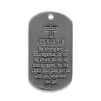 Shields of Strength Psalm 91:1-2/Joshua 1:9-Antique Finish Dog Tag Necklace (4 Pack)