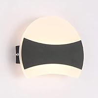 Round Acrylic Wall Mounted Lamp Simple Background Wall Decorative Wall Light 6W LED Lighting Fixture Black+White Metal Wall Lights for Bedside Bedroom Living Room Hallway