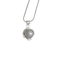 Sterling Silver 925 Natural Heart Shape Chalcy Gemstone Pendant With 20Inch Chain