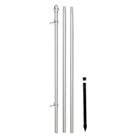 Flags Importer 10ft Aluminum (Silver) Outdoor Pole with Ground Spike - Silver