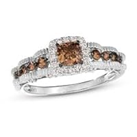 K Gallery 1.90Ctw Round Cut Chocolate & White Diamond Wedding Engagement Band Ring 14K White Gold Finish