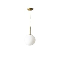 Simple Nordic Modern Globe Pendant Lights,1-Light Hanging Light Fixture,Brushed Brass Finished with White Globe Glass Lampshade Lighting Device