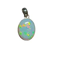 October Birthstone Natural Oval Ethiopian Opal Pendant With Chain Jewelry