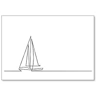 Continuous Line Drawing of Sailboat Fridge Magnet