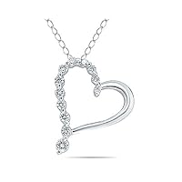 SZUL 1/4 Carat TW Diamond Heart Pendant in 10K White Gold