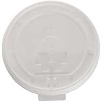 (100 Count) White Flat Lids for 8 oz Paper Cups, Fit Most 8-Ounce Hot Drink Cups, Disposable Plastic Flat Tear Back Lids for Paper Coffee Cups by Tezzorio