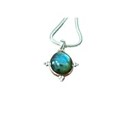 Deep blue fire labradorite small pendant-925 sterling silver necklace-gemstone wedding necklace