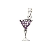 14k Yellow Gold Martini Amethyst and Diamond Pendant Necklace Jewelry for Women