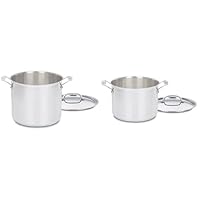 Cuisinart 766-26 Chef's Classic 12-Quart Stockpot with Cover, Brushed Stainless & 766-24 Chef's Classic 8-Quart Stockpot with Cover, silver