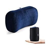 Portable Memory Foam Camping Pillow Travel Pillow Ergonomic Sleeping Bed Pillow for Good Night Sleep Cervical Curved Neck Support for Travel Camping Hiking Car Seat Plane Lumbar Support16.5LX7.8W