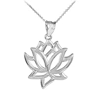 Sterling Silver Lotus Flower Necklace - Pendant/Necklace Option: Pendant With 18