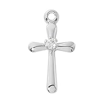 STERLING SMALL CROSS WITH ZIRCON STONE ON 16-18