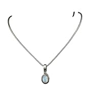 925 Sterling Silver Genuine Rainbow Moonstone Pendant Gemstone With 20inch Chain Jewelry October Bithday Gift