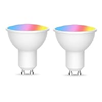 GU10 Smart Spot Light Bulbs Compatible with Alexa Google Home,RGB+CW Color Change,5W WiFi Track Light Bulbs with APP Remote Control,2 Pack