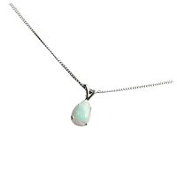 925 Sterling Silver Genuine Pear Ethiopian Fire Opal Gemstone Pendant Necklace Gift