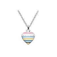 Girls Jewelry - Silver Enameled Ice Cream Heart Necklace (12 or 14 in)