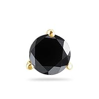 3/4 (0.71-0.80) Cts of 5.34-6.01 mm Round AAA Black Diamond Mens Stud Earring in 18K Yellow Gold-Screw Backs