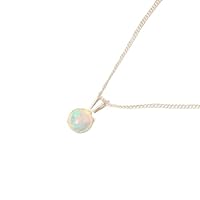 925 Sterling Silver Genuine Round Ethiopian Opal Pendant October Birthday Gift Jewelry