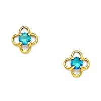 14k Yellow Gold December Blue CZ Small Flower Screw Back Earrings Measures 6x6mm Jewelry for Women