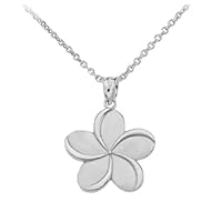 Sterling Silver Hawaiian Plumeria Flower Pendant Necklace - Pendant/Necklace Option: Pendant With 20
