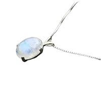 Beautiful Oval Rainbow Moonstone Pendant 925 Sterling Silver Jewelry Valentine's day gift for her