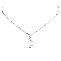 Sterling Silver 925 Half Moon Crescent Delicate Pendant Necklace gift For her/Him