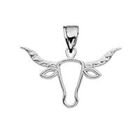 High Polish Open Work Texas Longhorn Bull White Gold Pendant Necklace - Gold Purity:: 10K, Pendant/Necklace Option: Pendant Only