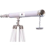 Nauticalmart Floor Standing Chrome Leather Harbor Master Telescope 50