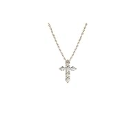 Animas Jewels 1/4 CT Round Cut Prong Set Diamond Mini Cross Pendant Necklace 14K Yellow Gold Over Sterling Silver 18
