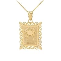 Gold Cancer Zodiac Sign Filigree Pendant Necklace - Gold Purity:: 10K, Pendant/Necklace Option: Pendant With 20