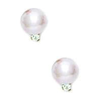 14k Yellow Gold Rosaline 7mm Round Crystal Pearl and CZ Cubic Zirconia Simulated Diamond Earrings Jewelry for Women