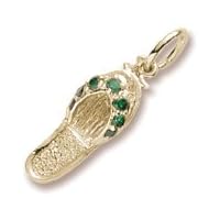 Rembrandt Charms Sandal Charm with Emerald Green Cubic Zirconia