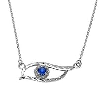 STERLING SILVER DIAMOND CUT LAB CREATED EMERALD EVIL EYE PENDANT NECKLACE - Pendant/Necklace Option: Pendant With 20