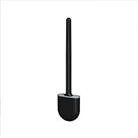 Wall-Mounted Toilet Brush No Dead Corner Toilet Cleaning Brush Soft Rubber Brush Head Detachable Handle (Color : Black)