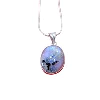 Rainbow Fire Moonstone Pendant 925 Sterling Silver Handmade Wedding Gift Jewelry For Her