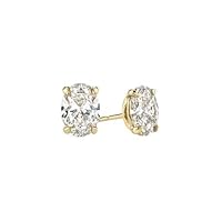 ANGEL SALES 1.00 Ct Oval Cut CZ White Diamond Solitaire Stud Earrings For Girls & Women's 14K Yellow Gold Finish