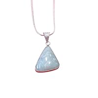 925 Sterling Silver Blue Amazonite Gemstone Pendant Necklace Gift Jewelry