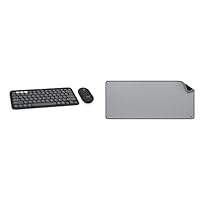 Logitech Pebble 2 Combo for Mac, Wireless Keyboard and Mouse, Slim, Quiet and Portable, Customizable, Bluetooth, Easy-Switch, for macOS, iPadOS - Tonal Graphite + Desk Mat - Studio Series, Mid-Grey