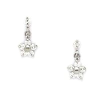 14k White Gold CZ Cubic Zirconia Simulated Diamond Small Flower Shaped Drop Screw Back Earrings Measures 10x5mm Jewelry for Women
