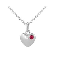 12-18 Inches Children Or Teen Girls Silver Birthstone Heart Necklace